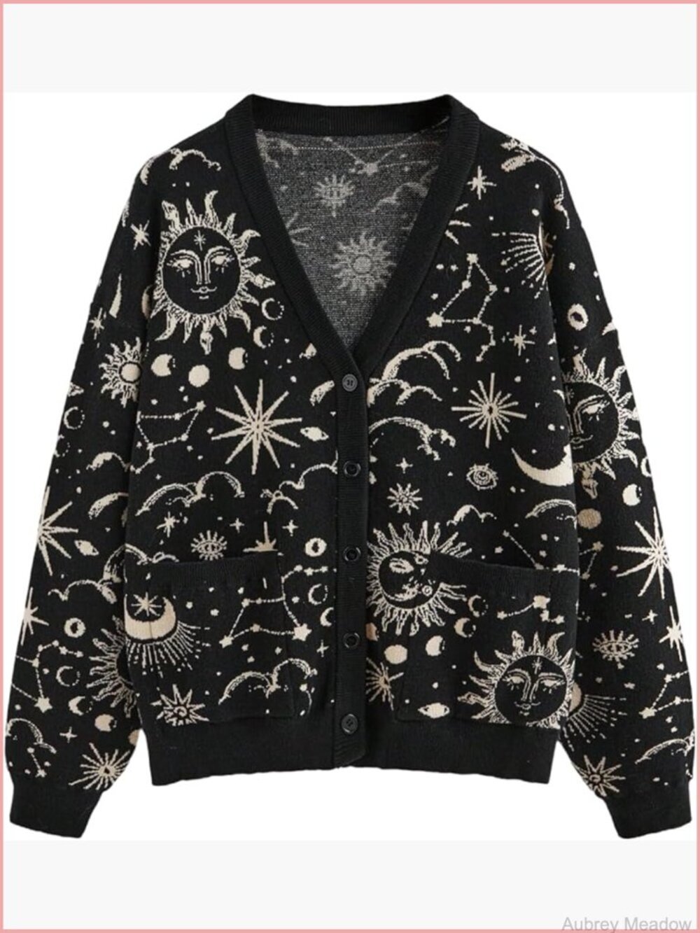 Plus Size Sun Graphic Button Up Cardigan V Neck Knit Outerwear